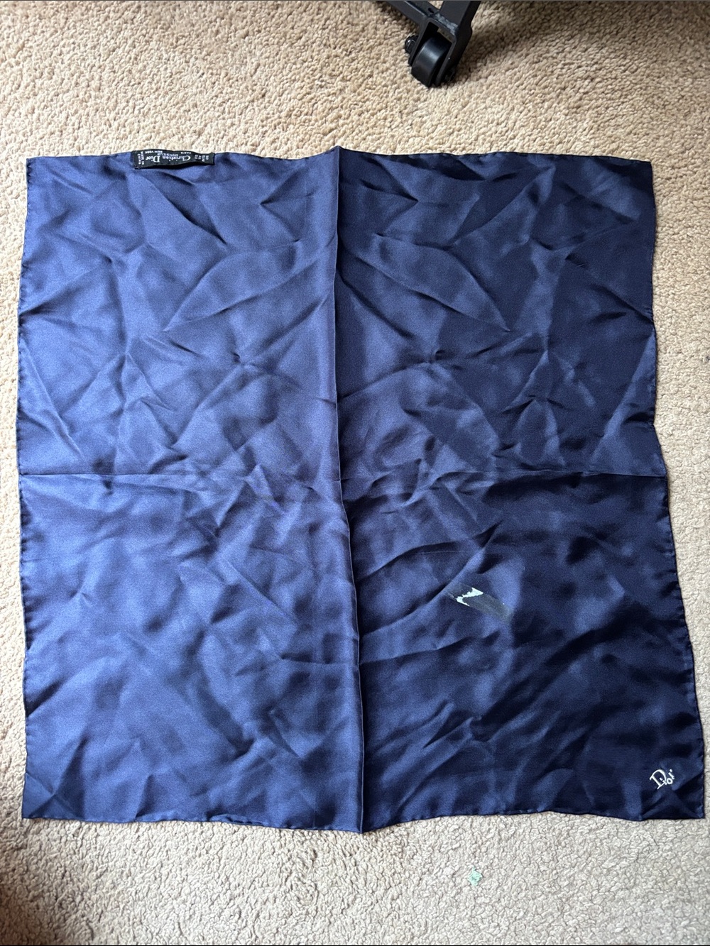 Dior Men's Navy Blue Silk Pocket Square